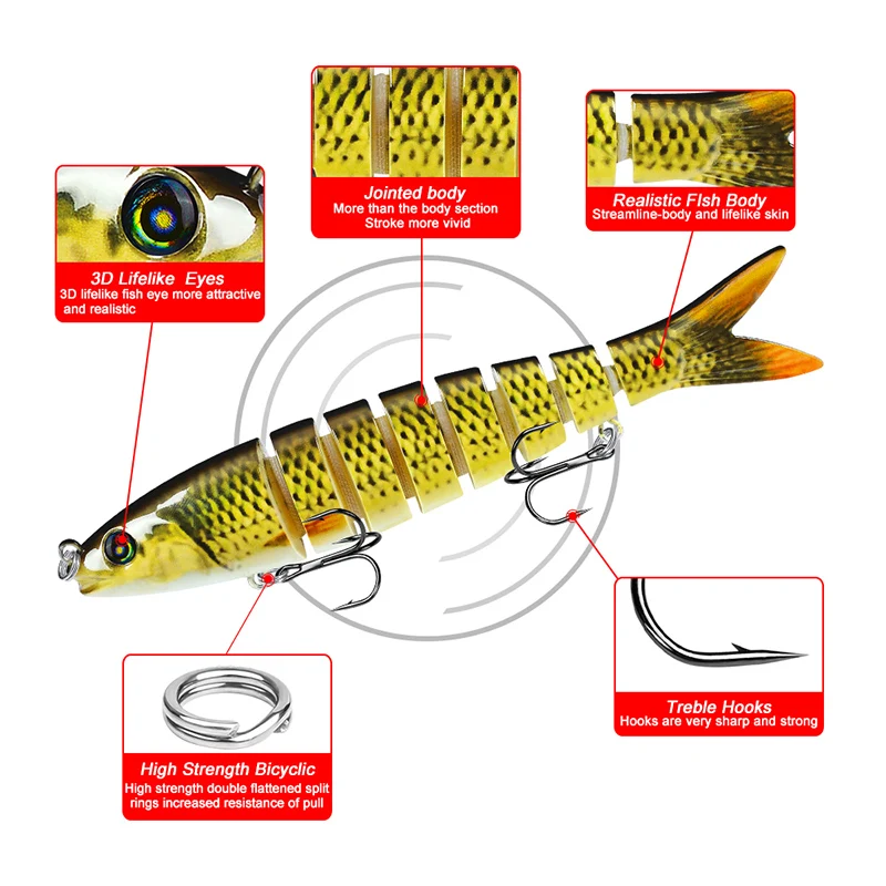 Рыболовные приманки 13 5 см Мульти Соединенные для басов Swimbait рыболовные