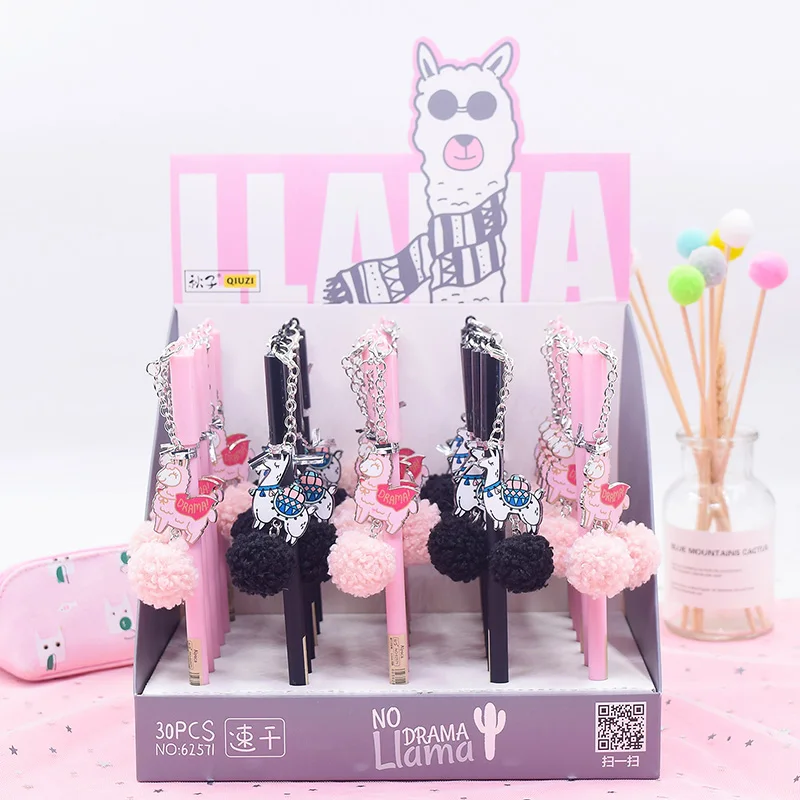 1 шт. Kawaii Плюшевые гелевые ручки милый Альпака подвеска Pens обычные для детей