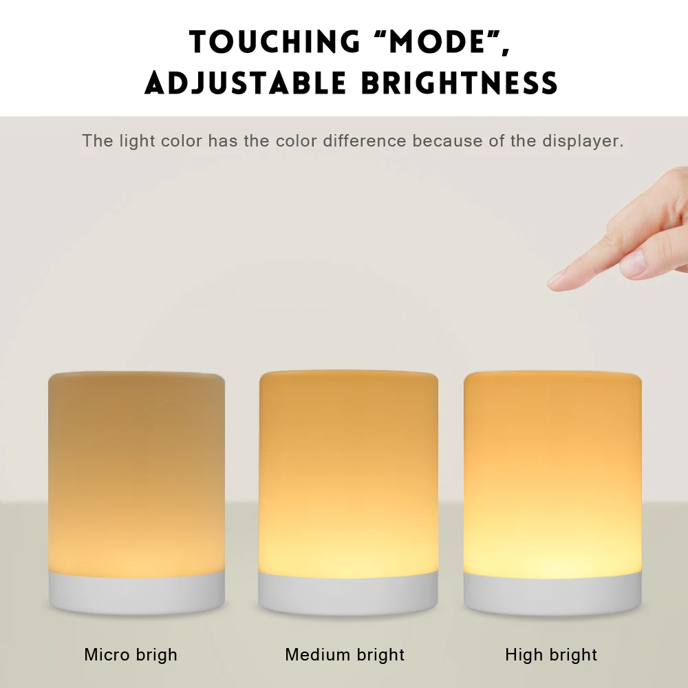 Rechargeable Smart Led Touch Control Night Light Induction Dimmer Intelligent Bedside Lamp Dimmable Rgb Color Change With Hook | Освещение