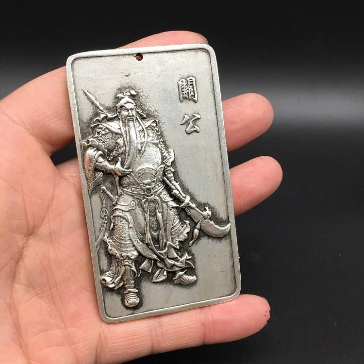 Коллекционный китайский латунный резной Guan Gong Yu Sabre изысканный маленький кулон