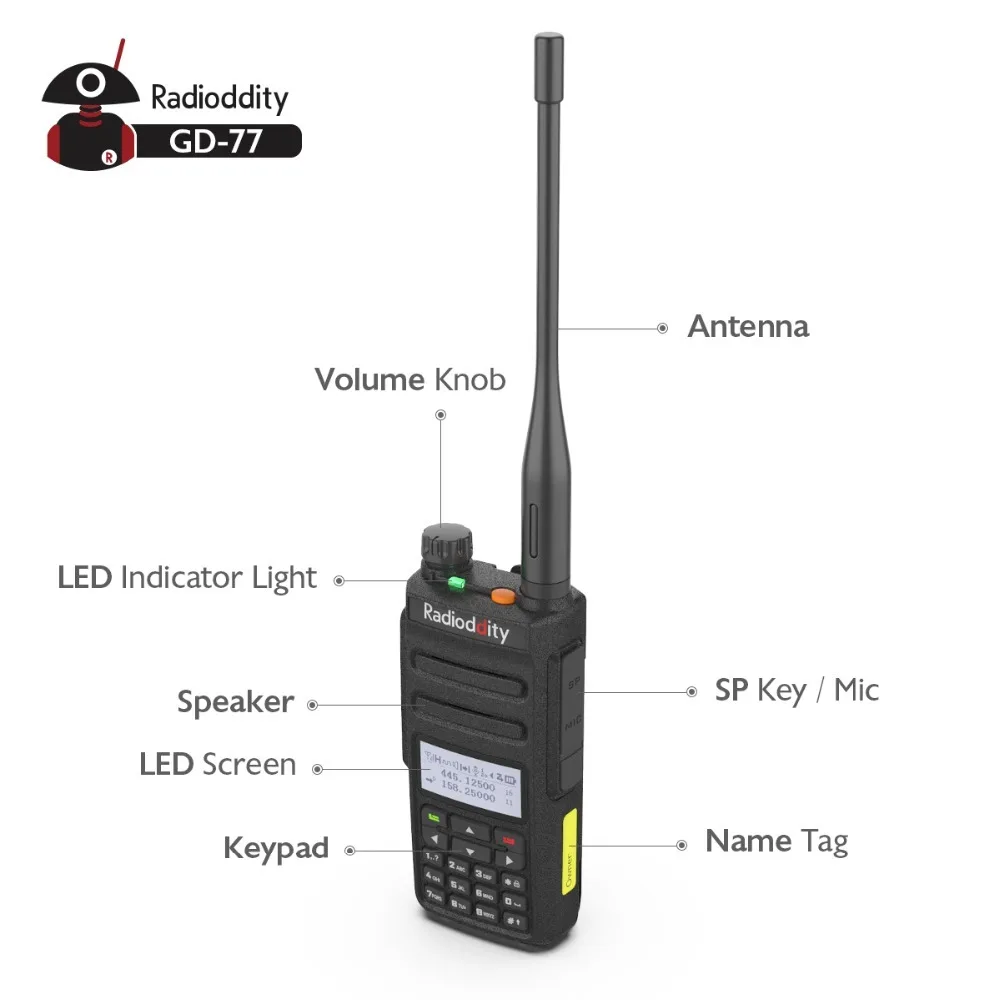 Radioddity GD 77 Dual Band Time Slot DMR две антенны цифровой аналоговый двухстороннее радио 136