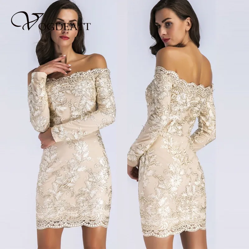 2019 Embroidery Celebrity Vestidos Sexy Off Shoulder Women Sequins Dress Fashion Slim Vintage Bodycon Luxury Club Party Dresses | Женская