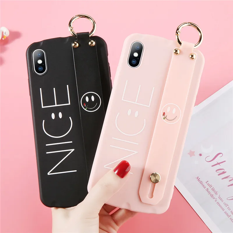 Lovebay Модный милый ТПУ чехол для iPhone X Smile с кольцом струнный ремень-лента чехлы 8 7 6 S