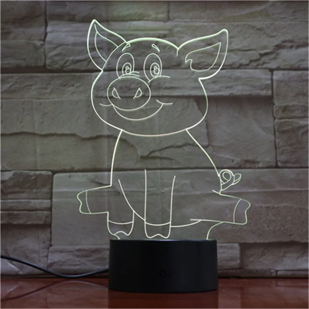 Pig Cute 3D LED Lamp Table USB Sensor Night Lights Sculpture Fashion Decorations as Bedroom Sleeping Decor 1769 | Лампы и освещение