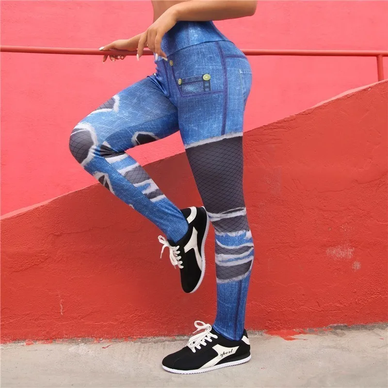 Дышащие леггинсы с принтом супер-эластичные новые женские спортивные штаны