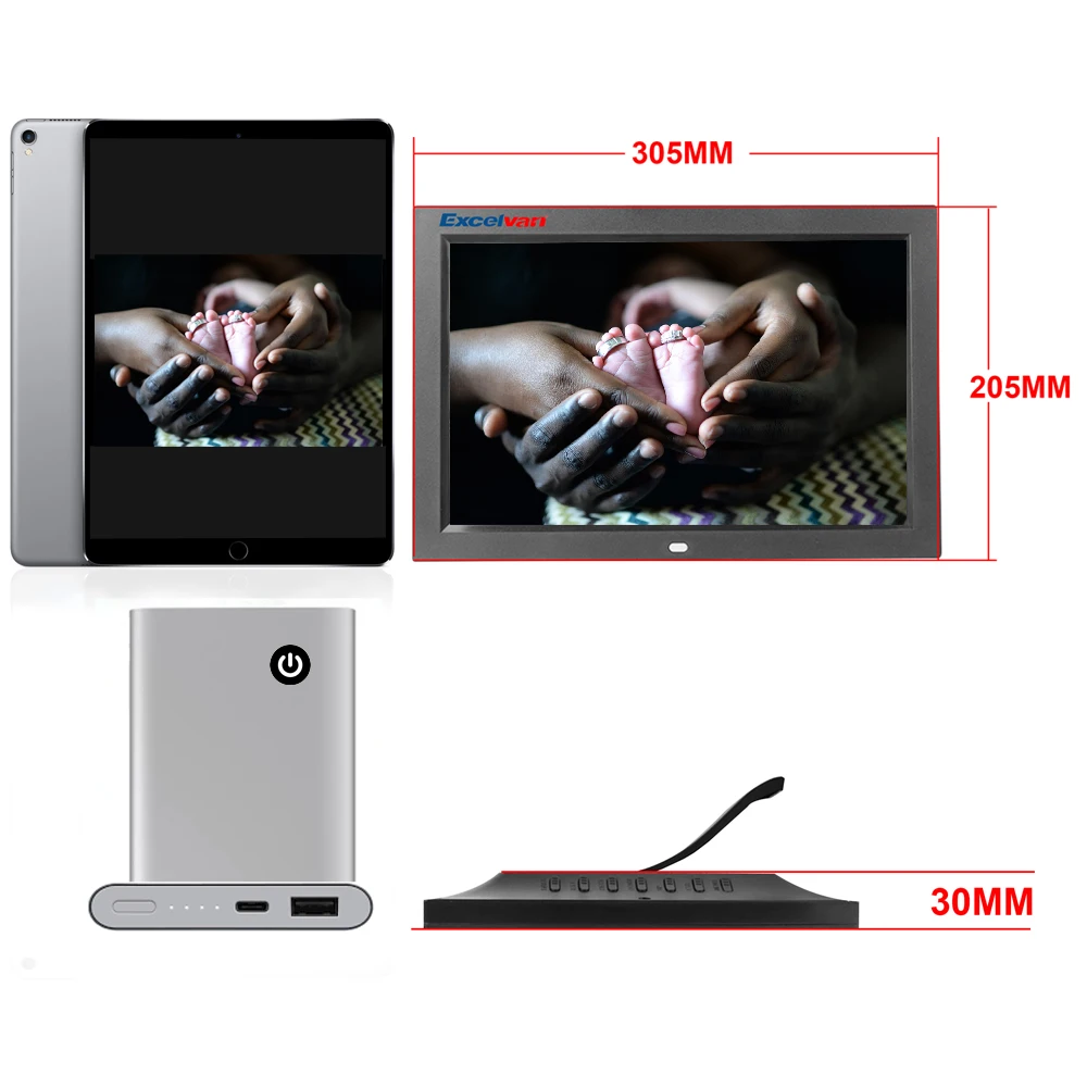 12 Inch Digital Frame Multifunction Music Video Player 32GB ROM Stereo USB 2.0 Speakers High Resolution | Электроника