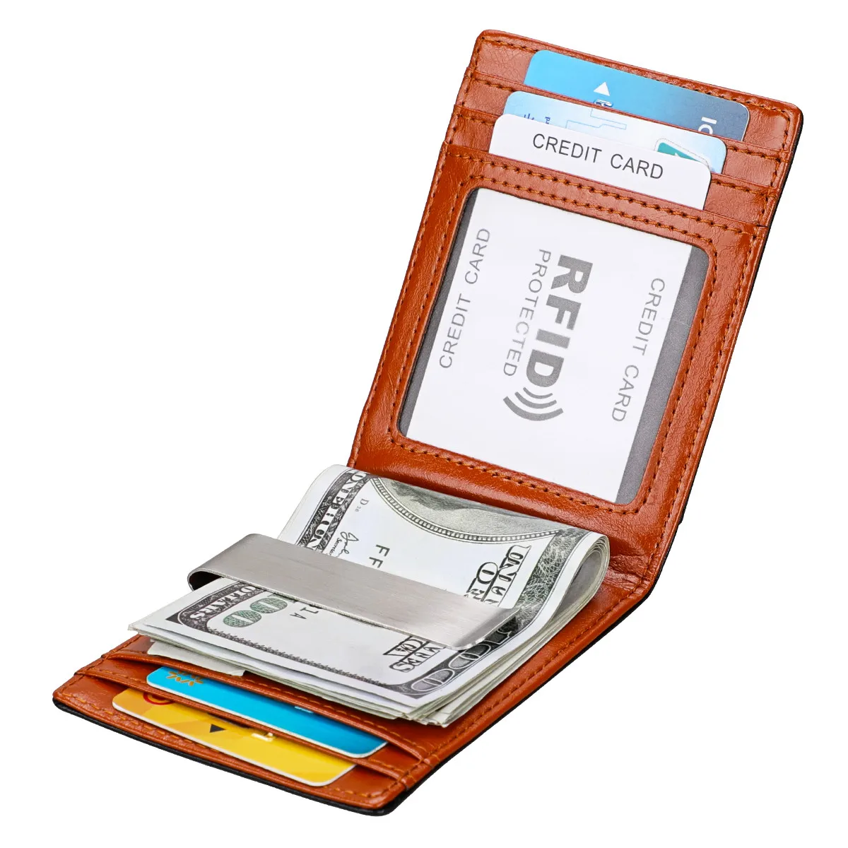 Тонкий Модный кошелек винтажный кожаный мужской зажим для денег RFID Блокировка