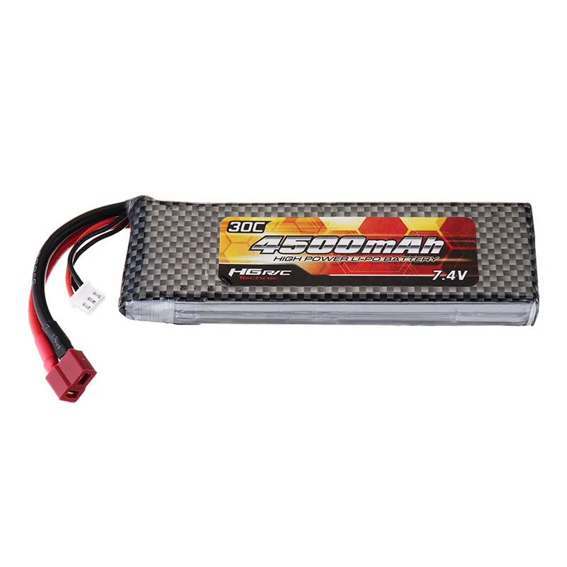 HG 7 4 V 4500mAh 30C 2S Lipo батарея T вилка для P402 P407 P601 P801 P802 1/10 1/12 Rc автозапчасти QDBZ1001|Детали