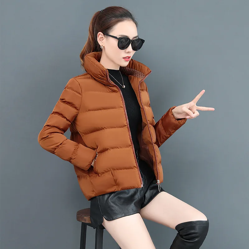 Повседневные Модные женские короткие зимние пальто и куртки тонкая Толстая