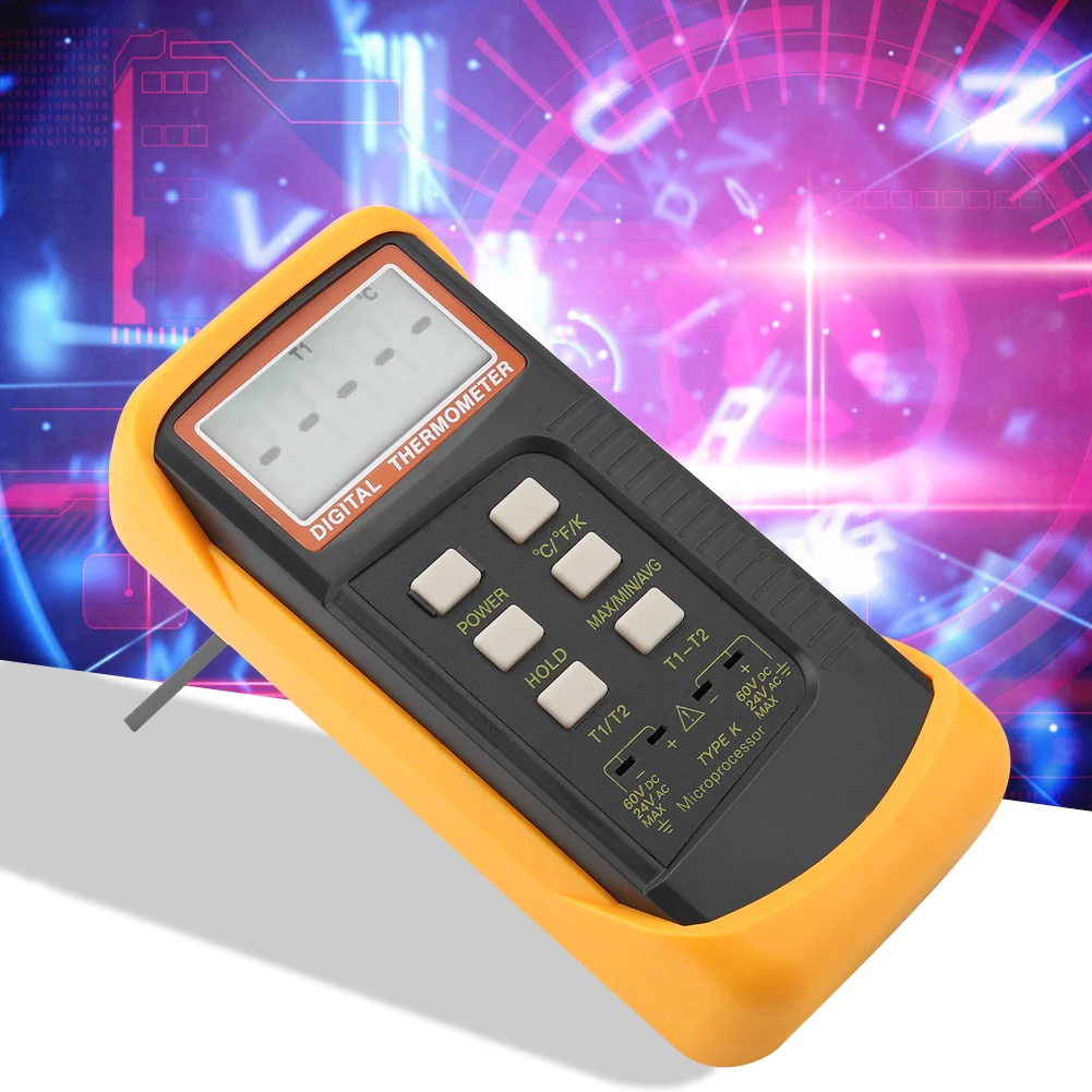 Двухканальный K Тип 6802II цифровой термометр термопары измеритель температуры