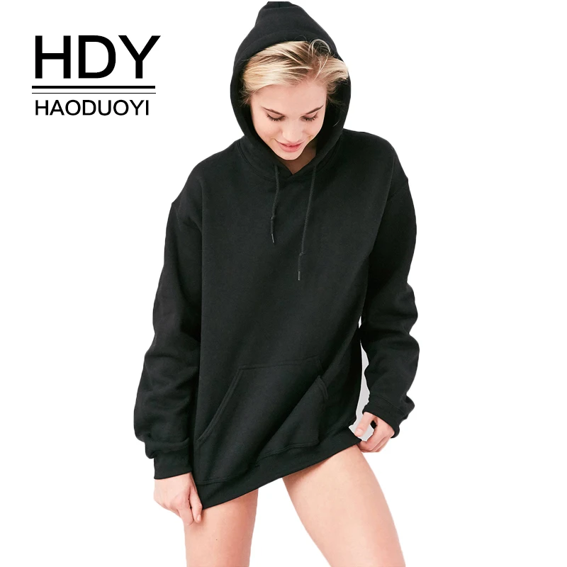 HDY Haoduoyi Женские однотонные толстовки с капюшоном длинным рукавом повседневные