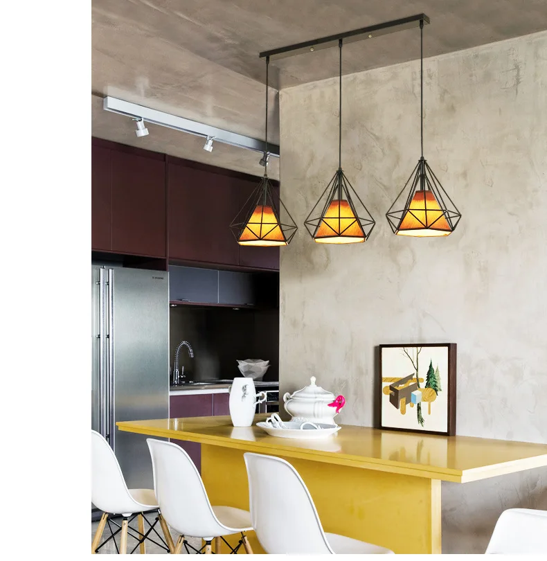 

modern black birdcage pendant lights iron minimalist retro light Scandinavian loft pyramid lamp metal cage with led bulb