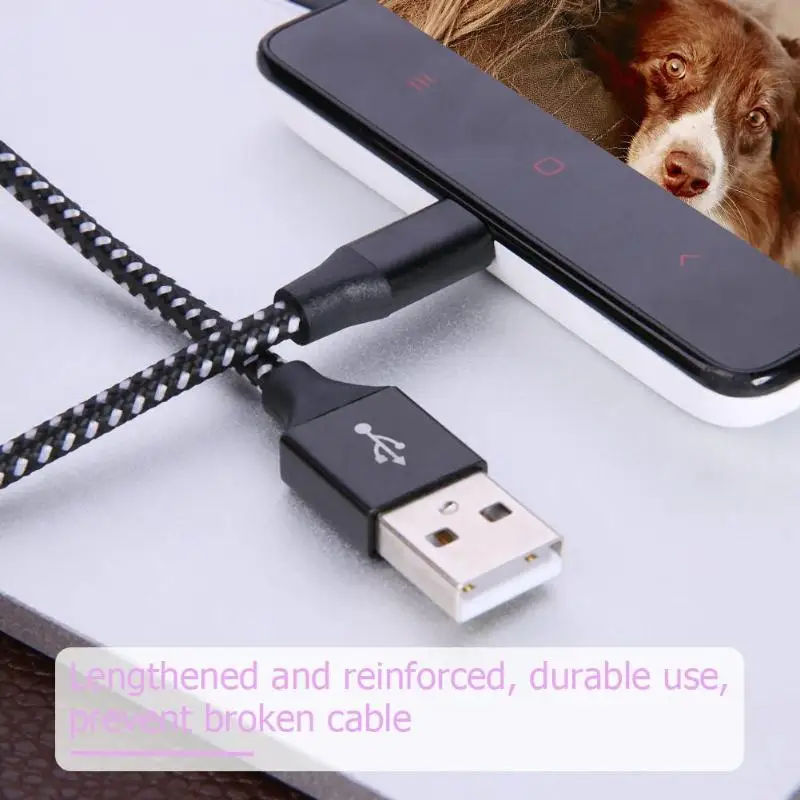 Черный и белый смешанный кабель Micro USB нейлоновый плетеный для передачи данных Быстрый провод быстрого
