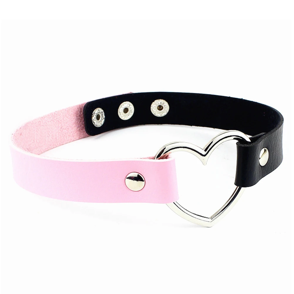 Multi Colors Punk Leather Women Choker Necklaces Fashion Heart shape Pendant Necklace Female Mix Color Jewelry | Украшения и