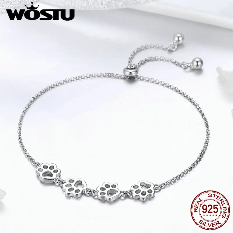 WOSTU браслеты из стерлингового серебра 925 пробы с цепочкой и для собак животных