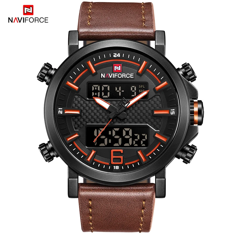 

NAVIFORCE Men's Fashion Military Watch Men Business Dual Time Quratz Wristwatch Male Waterproof Clock Watches RelogioMasculino
