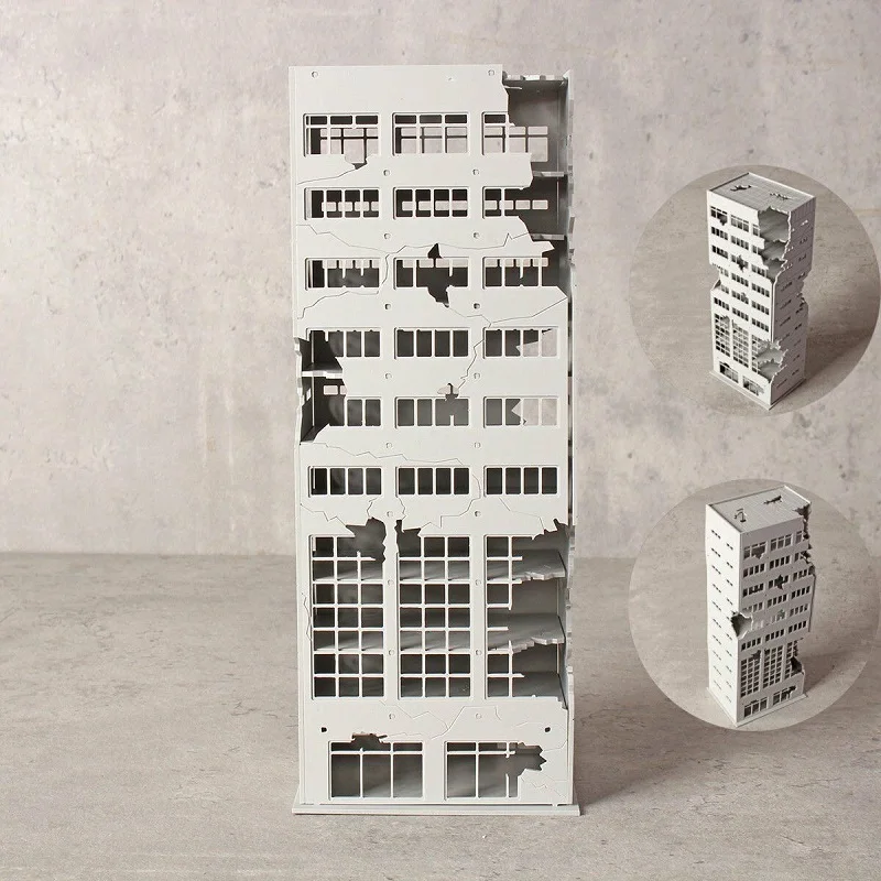 Битва N Scale поврежденное здание после того как для стрельбы 8 8*6 7*22 3 см|Наборы