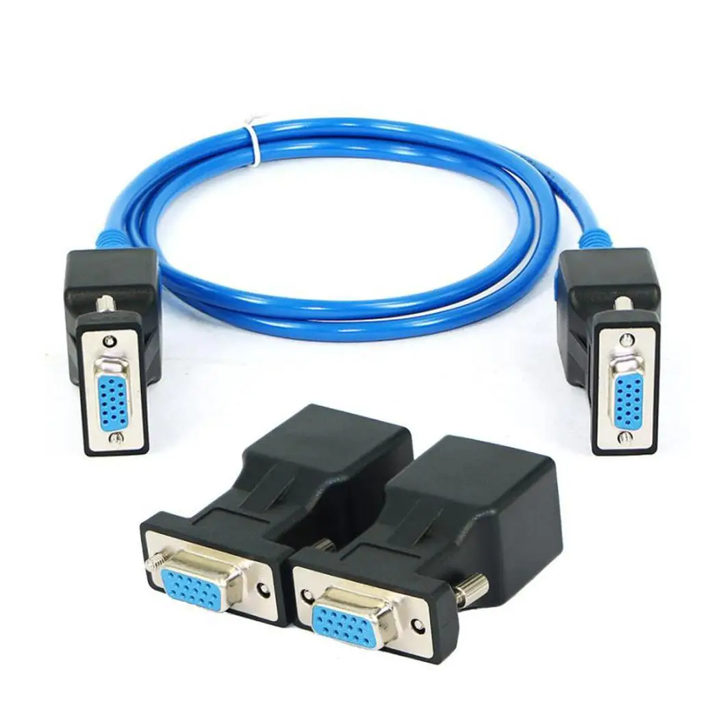 VGA Мультимедийные видео сигналы расширяются к RJ45 черный адаптер KTV сетевой
