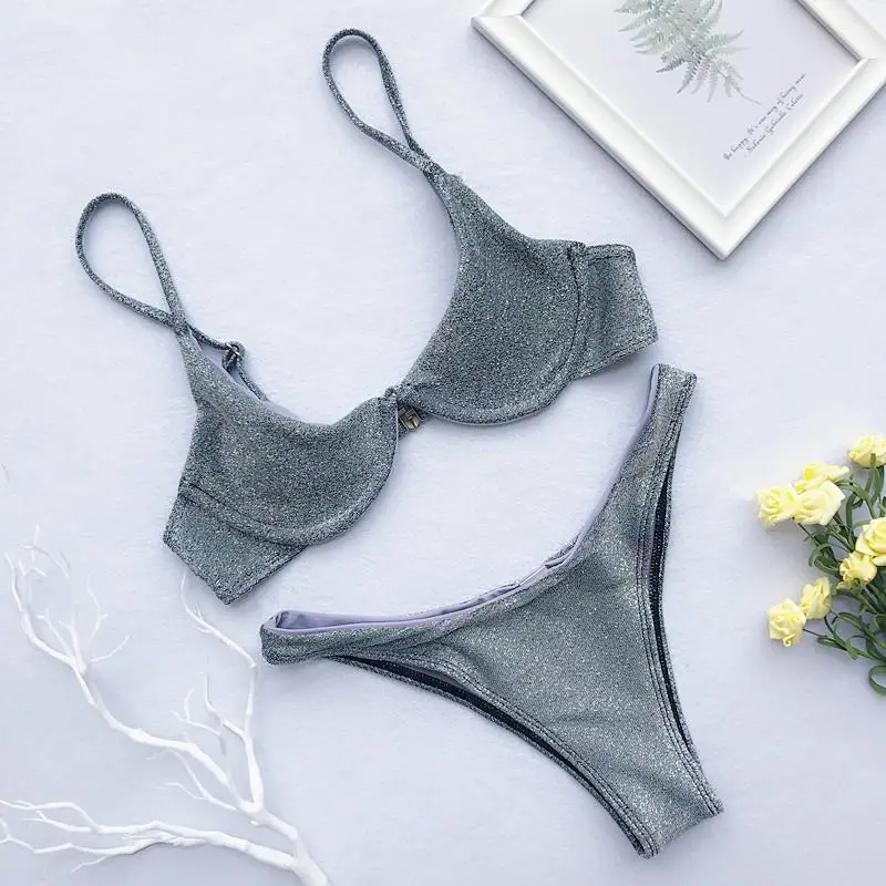 Куркума блестящее бикини 2019 микро пуш-ап купальник женский купальный костюм мини