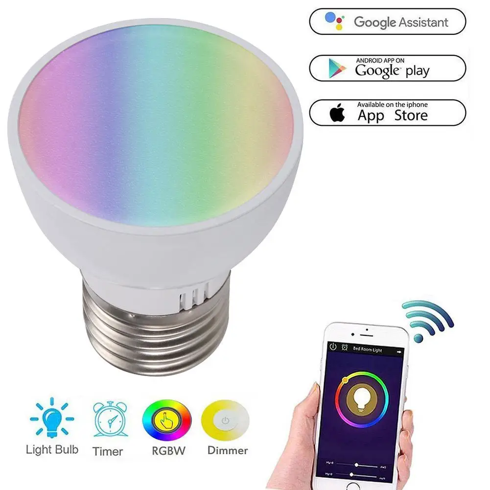 5 Вт RGBW Wifi умные светодиодные лампочки GU10 GU5.3 E27 приложение переключатель