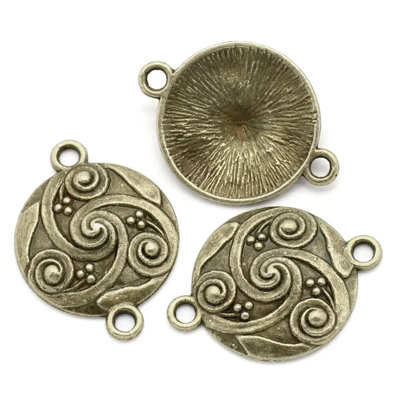 DoreenBeads коннекторы фурнитура круглая античная бронза узор резной 28x21 мм 30 шт (B23536)