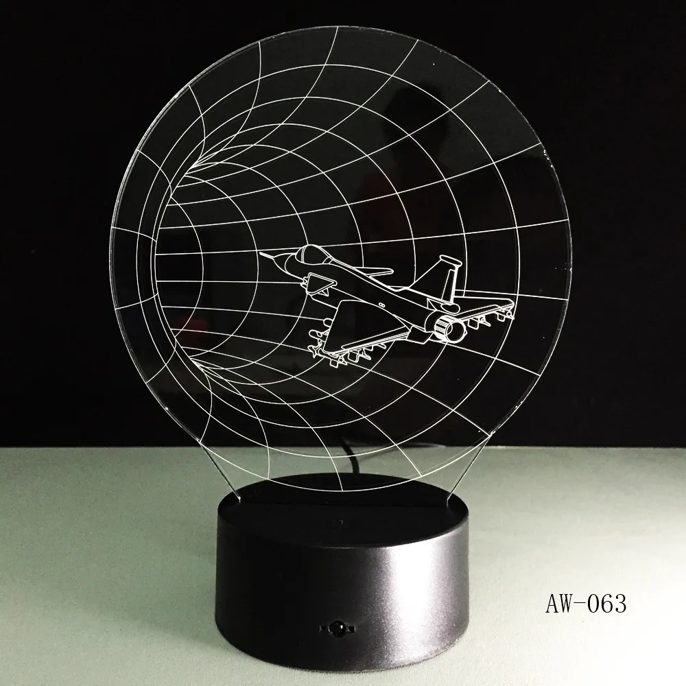 3D LED ночные светильники самолет время туннель 7 видов цветов изменить сенсорный