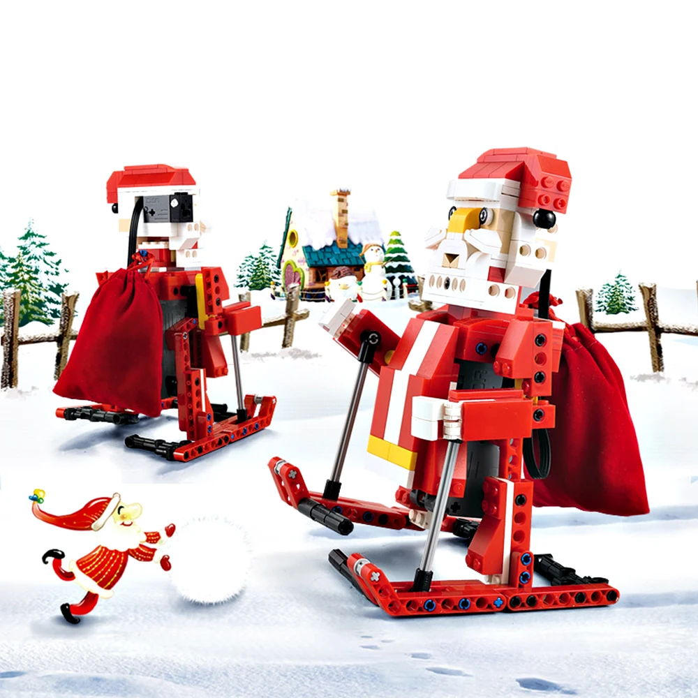 439pcs Santa Claus Christmas Sled Technic Building Blocks Toy Kit DIY bricks Children Birthday holiday Gifts | Игрушки и хобби