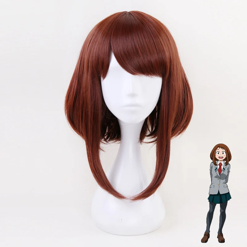 Мой герой academic OCHACO URARAKA короткий бордовый парик для косплея BOBO|Аксессуары