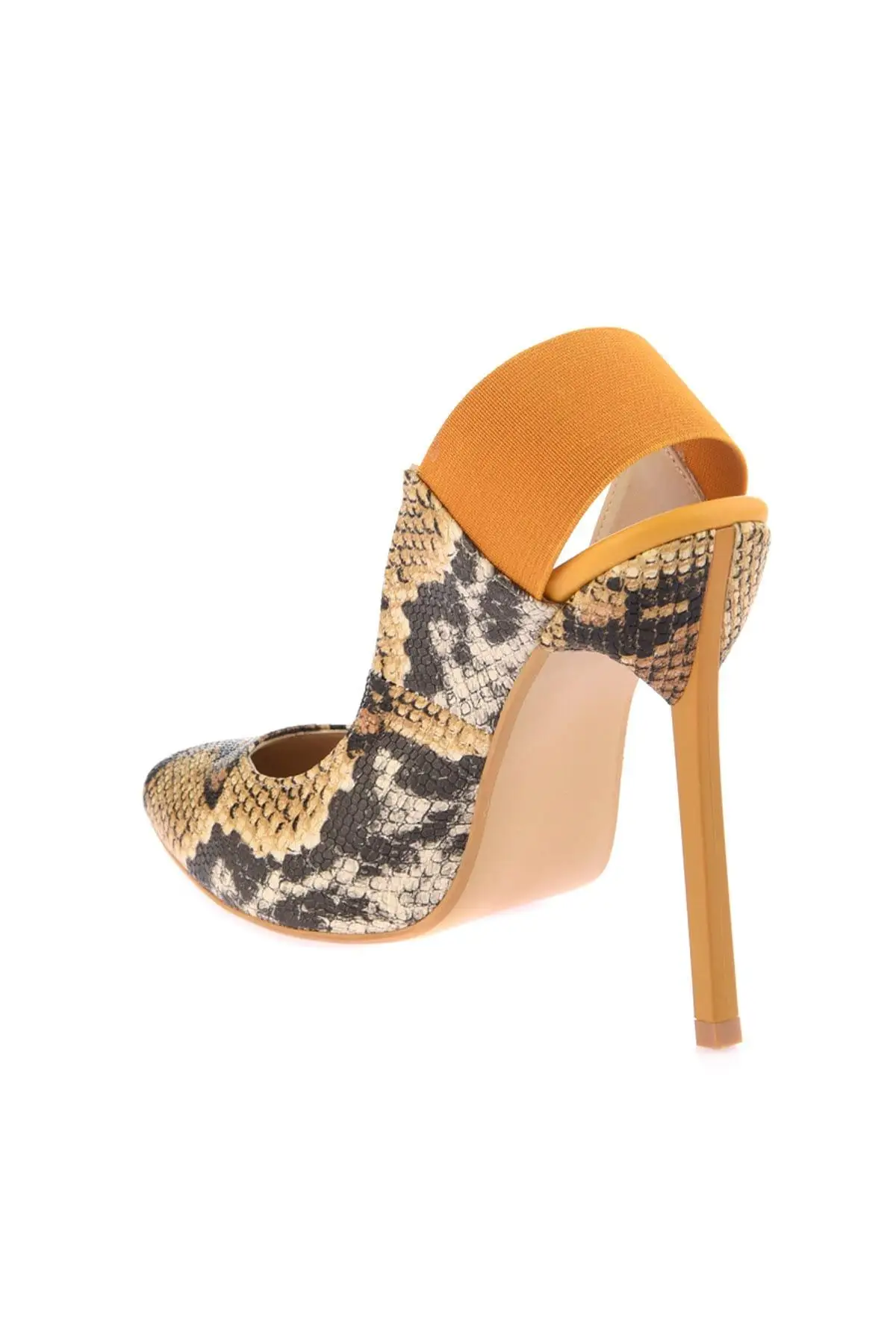 Soho/женские туфли на высоком каблуке из норки и змеиной кожи цвет желтый 12565 | Обувь