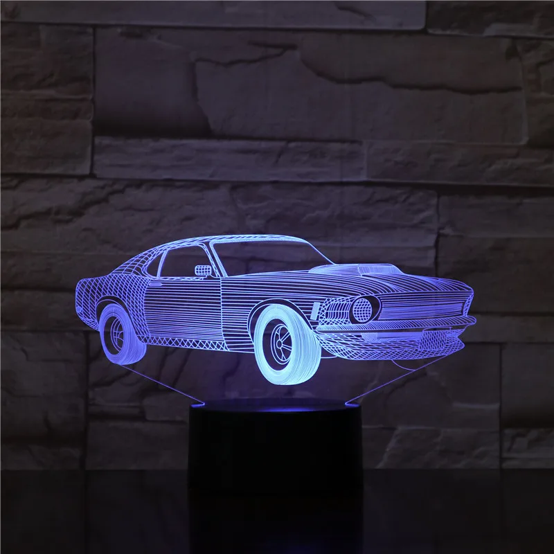 Новинка крутой современный автомобиль 3D светодиодный светильник ночник 7 цветов