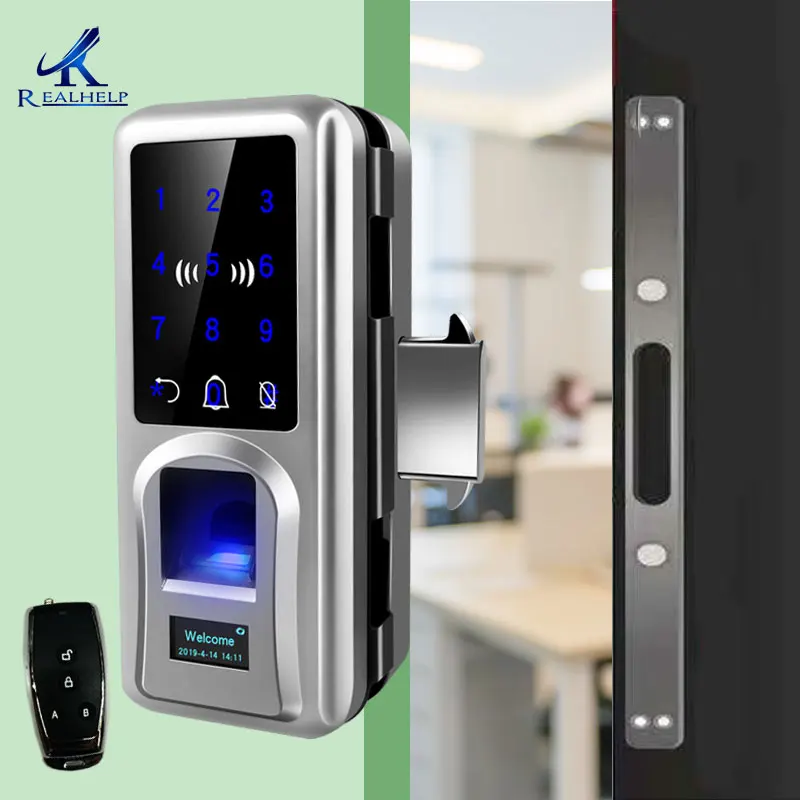 Дверной замок со сканером отпечатков пальцев умный с остеклением дистанционный