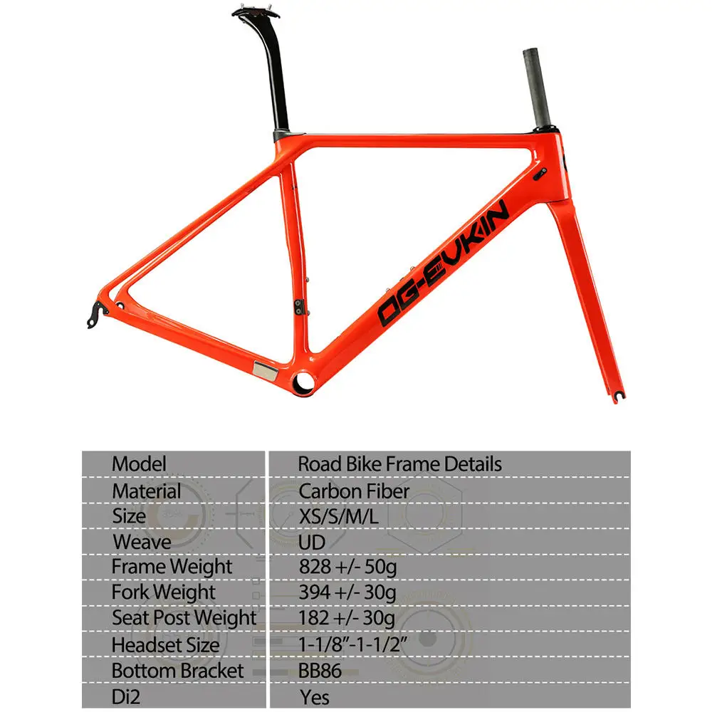 2018 OG-EVKIN DI2&ampMechanical Bright Carbon Road Bike Frame XS S M L Frameset BICICLETTA Ciclismo Bicycle | Спорт и развлечения