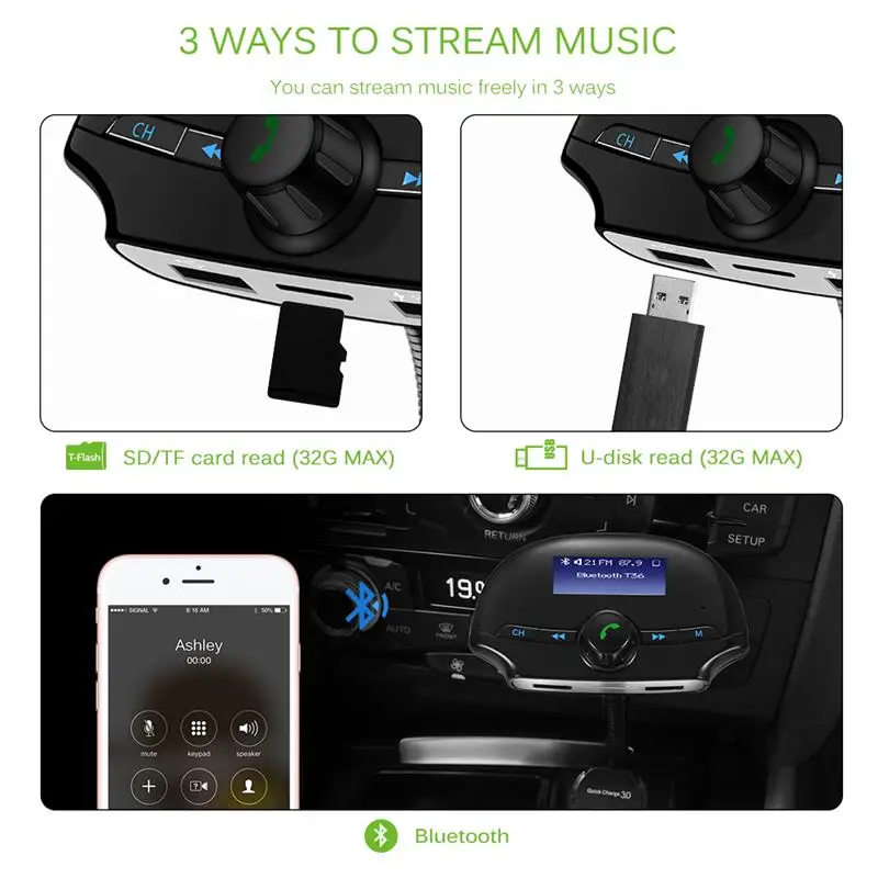 Автомобильный трансмиттер модулятор Onever Bluetooth стерео MP3 плеер Переходник USB для