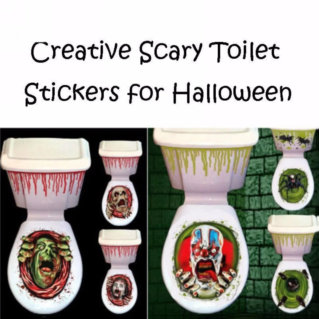 Украшения на Хэллоуин 3D наклейка крышку унитаза водонепроницаемые Страшные