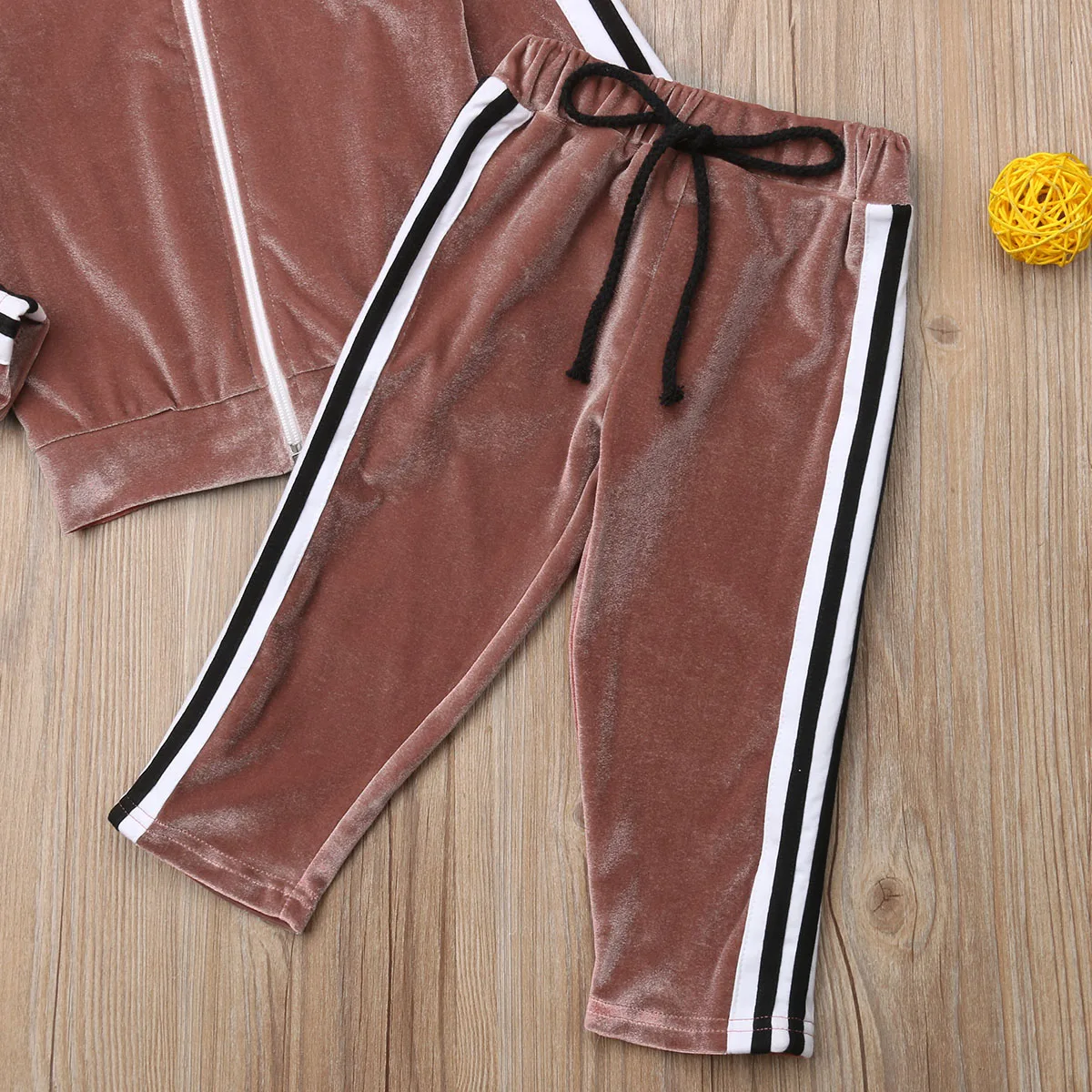 Sports Toddler Kids Baby Girl Casual Velvet Hoodie Long Sleeve T-shirt Tops Pants Solid Tracksuit Winter Outfit | Детская одежда и