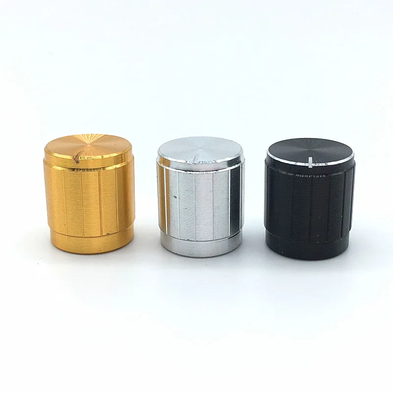 

5pcs Black Gold Silver Aluminum alloy knobs 15mm X 17mm Potentiometer Encoder Knob Plum Shaft Half Shaft