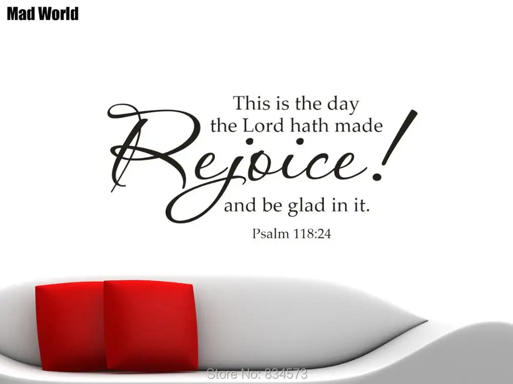 This is the day Lord Religious Psalm 118:24 Bible Wall Art Sticker Decals Home Decoration Removable Decor Stickers | Дом и сад
