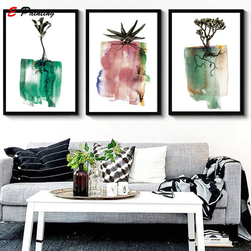 Современная Картина на холсте сочные Gasteria фотография Акварельная почва