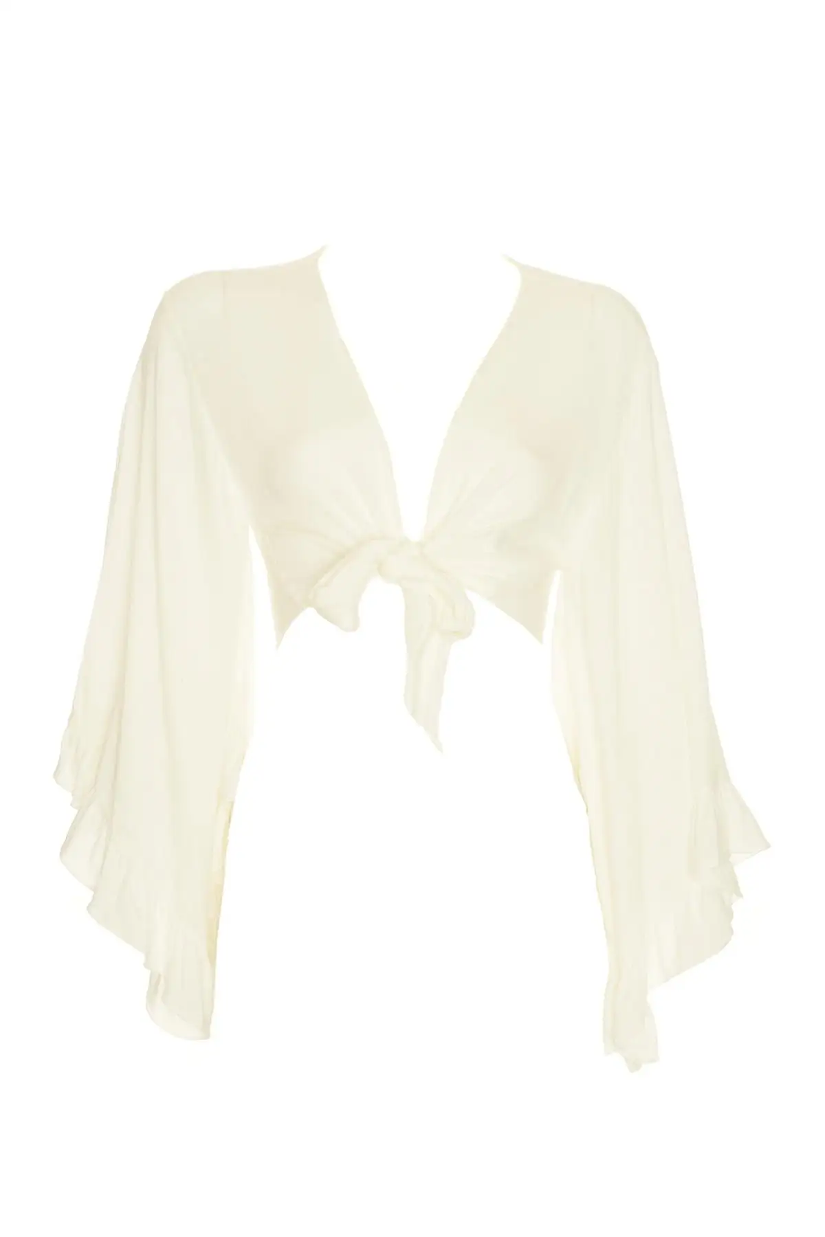 Trendyol экрю вискозные рукава с воланами Bluz TBESS19BB0095 |
