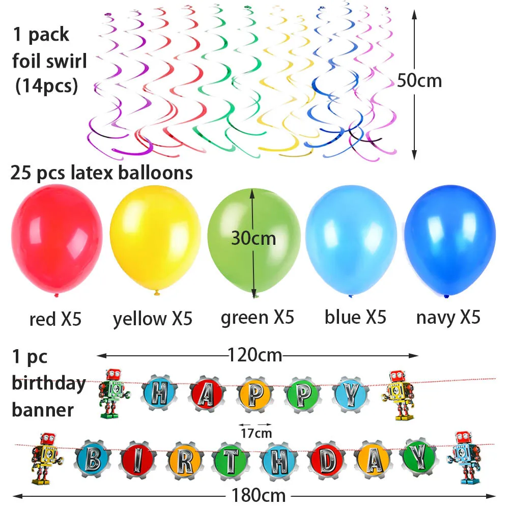 7 шт. ретро робот тематическая вечеринка на день рождения набор украшений