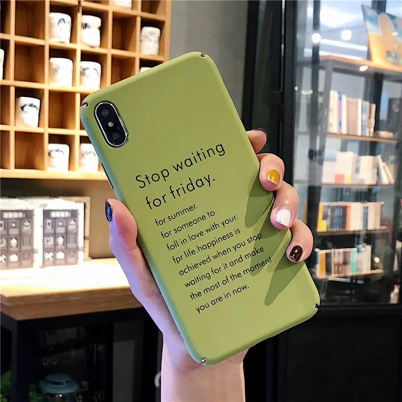 Lovebay Phone Case For iPhone 6 6s 7 8 Plus X XR XS Max Fashion Cute Cartoon Letter Matcha Green Hard PC |
