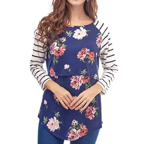 

Women Maternity Breastfeeding Tee Nursing Tops Floral Long Sleeve shirt