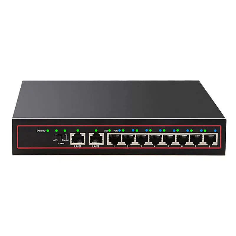 Diewu 10 Port Spoe Gigabit Ethernet Network Switch 10/100Mpbs Hub 8 Ports Poe Power Injector For Ip Camera(Eu Plug) | Компьютеры и