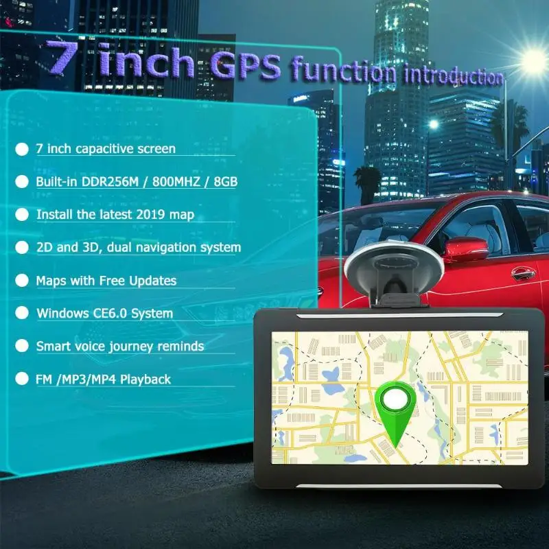 T600 Портативный 7 дюймовый сенсорный экран автомобильный GPS Navi 256MB + 8GB gps навигатор
