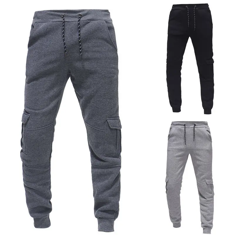 

2019 2 Piece Set Mens Clothes Hoodies Set Hot Casual Men's Set Fleece With Pocket Warm Hoodie Top Bottoms Solid With Hat