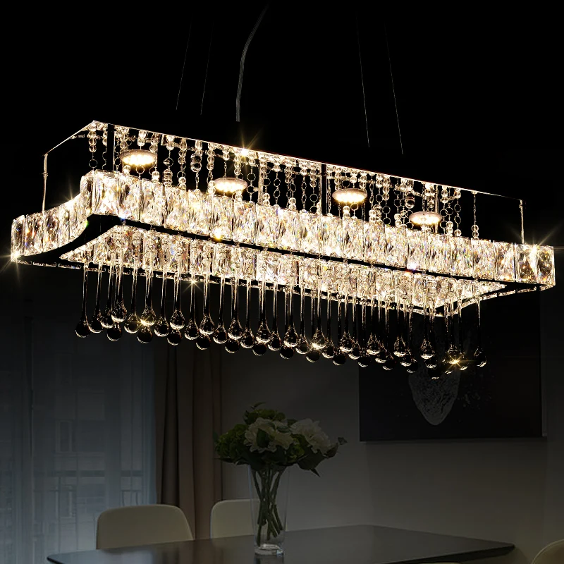 Роскошная прямоугольная современная модная Хрустальная светодиодная Подвесная