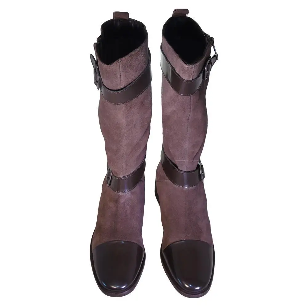 VULCASA-WOMAN-SKIN-BOOTS-AS кожаные ботинки A426223 COMBI из спилка с цветочным узором коричневого
