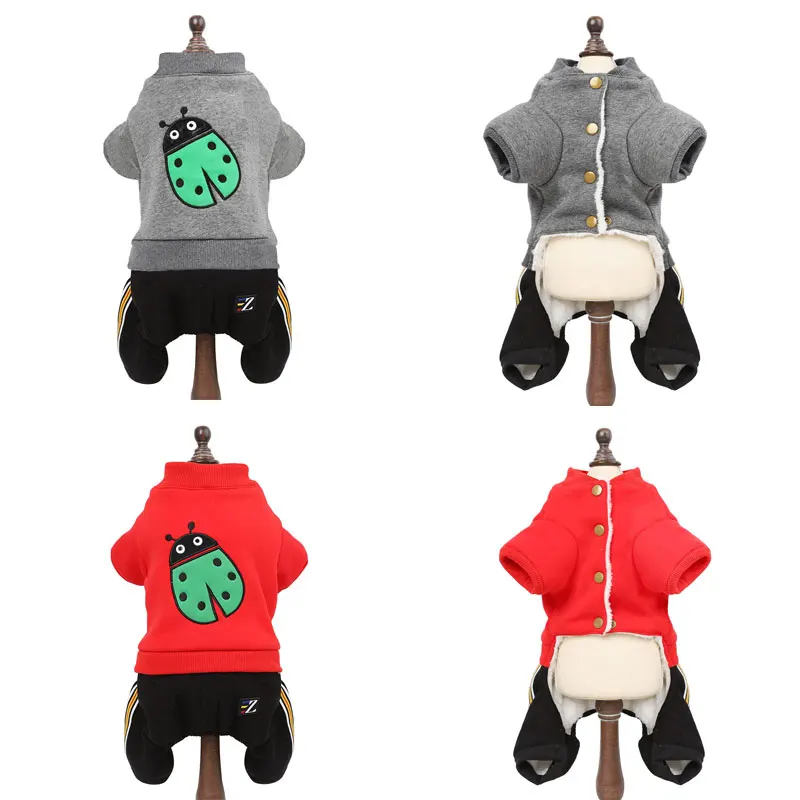 Зимняя одежда для собак abrlo теплый бархатный комбинезон Мультяшные комбинезоны