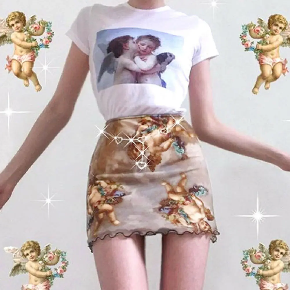 Прозрачная женская короткая мини-юбка с запахом летняя сексуальная облегающая