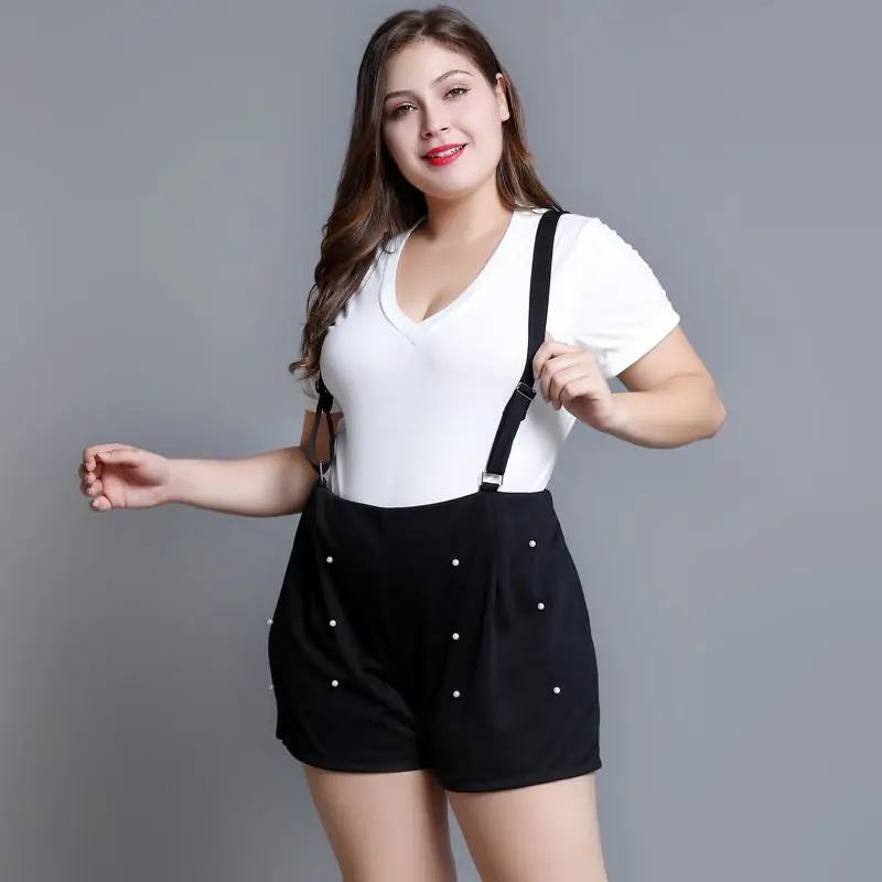 Plusee плюс размеры для женщин Playsuit комбинезон летние шорты на подтяжках
